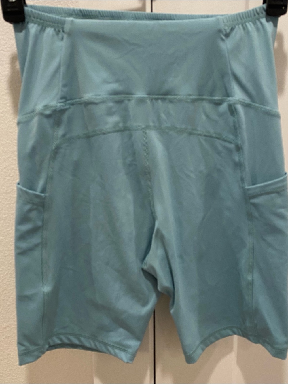 JOYspels Light Aqua High-Rise Bike Shorts with Pocket